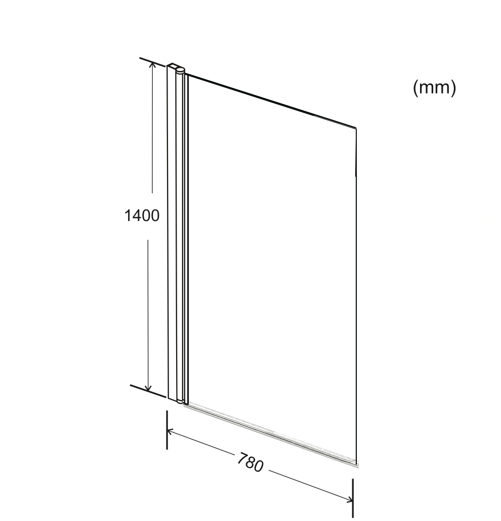 KONCEPT STRAIGHT SQUARE EDGE 6MM 1400MM BATH SCREEN KONSSS