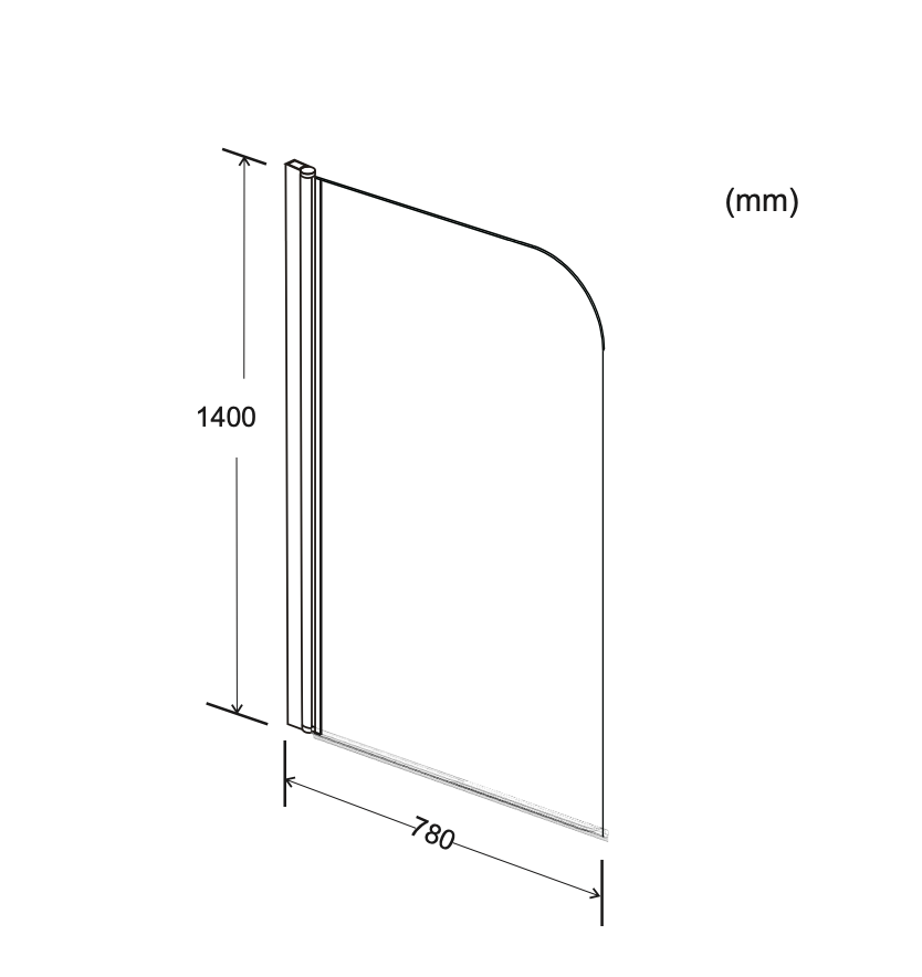 KONCEPT STRAIGHT RADIUS EDGE 6MM 1400MM BATH SCREEN KONSS