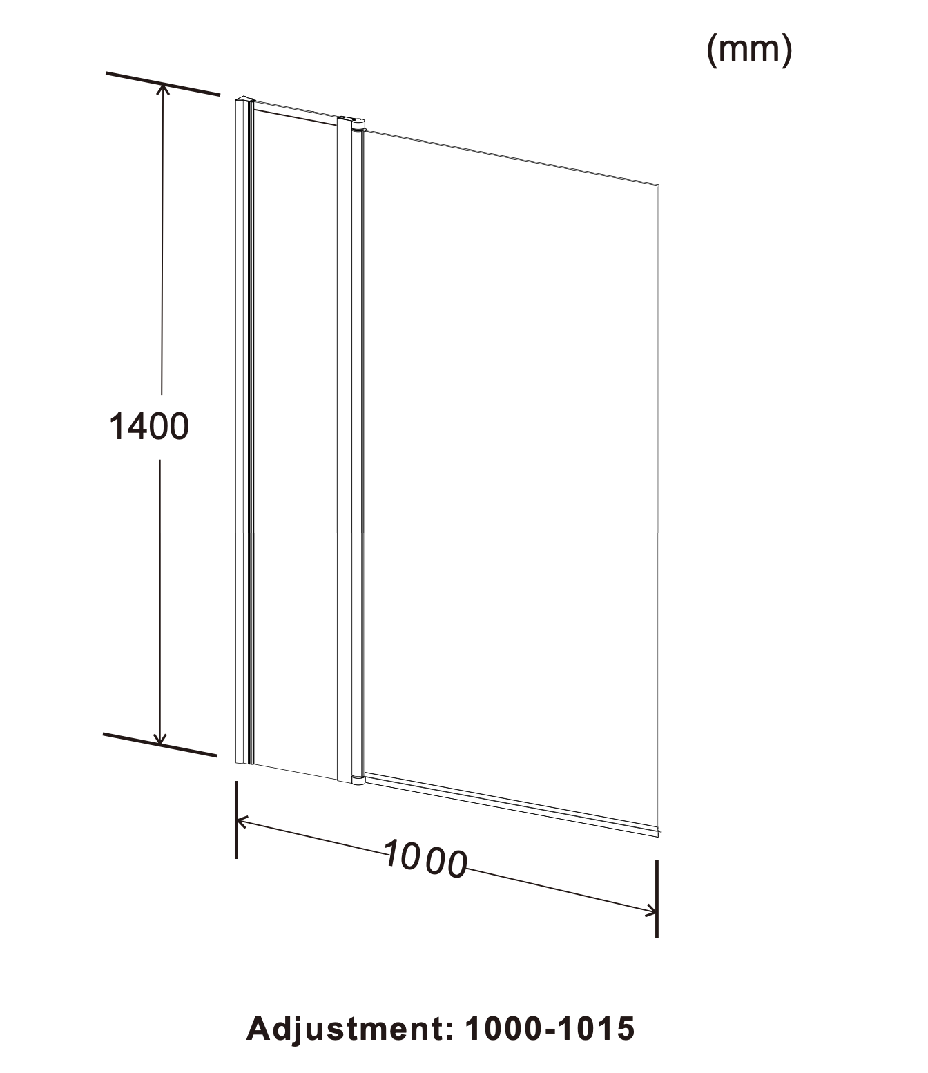 KONCEPT STRAIGHT SQUARE EDGE WITH EXTENSION PANEL 6MM 1400MM BATH SCREEN KONSSS1