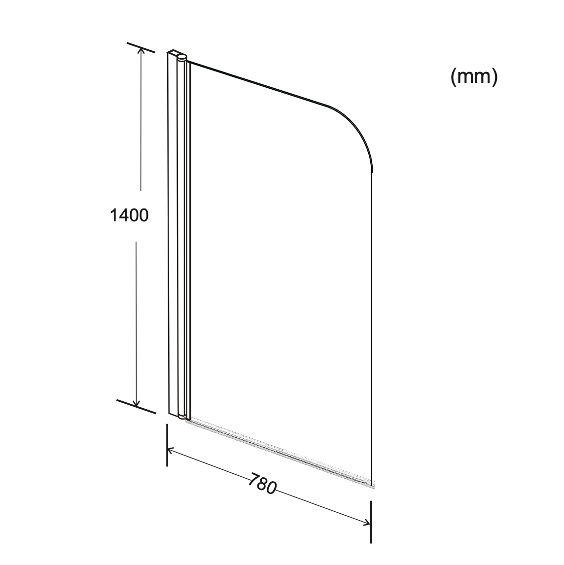 NERO STRAIGHT RADIUS EDGE 6MM 1400MM BATH SCREEN NER-SS