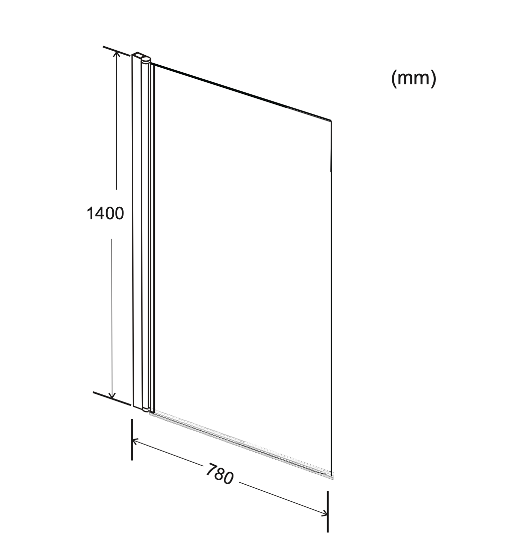 NERO BLACK STRAIGHT SQUARE EDGE 6MM 1400MM BATH SCREEN NER-SSS