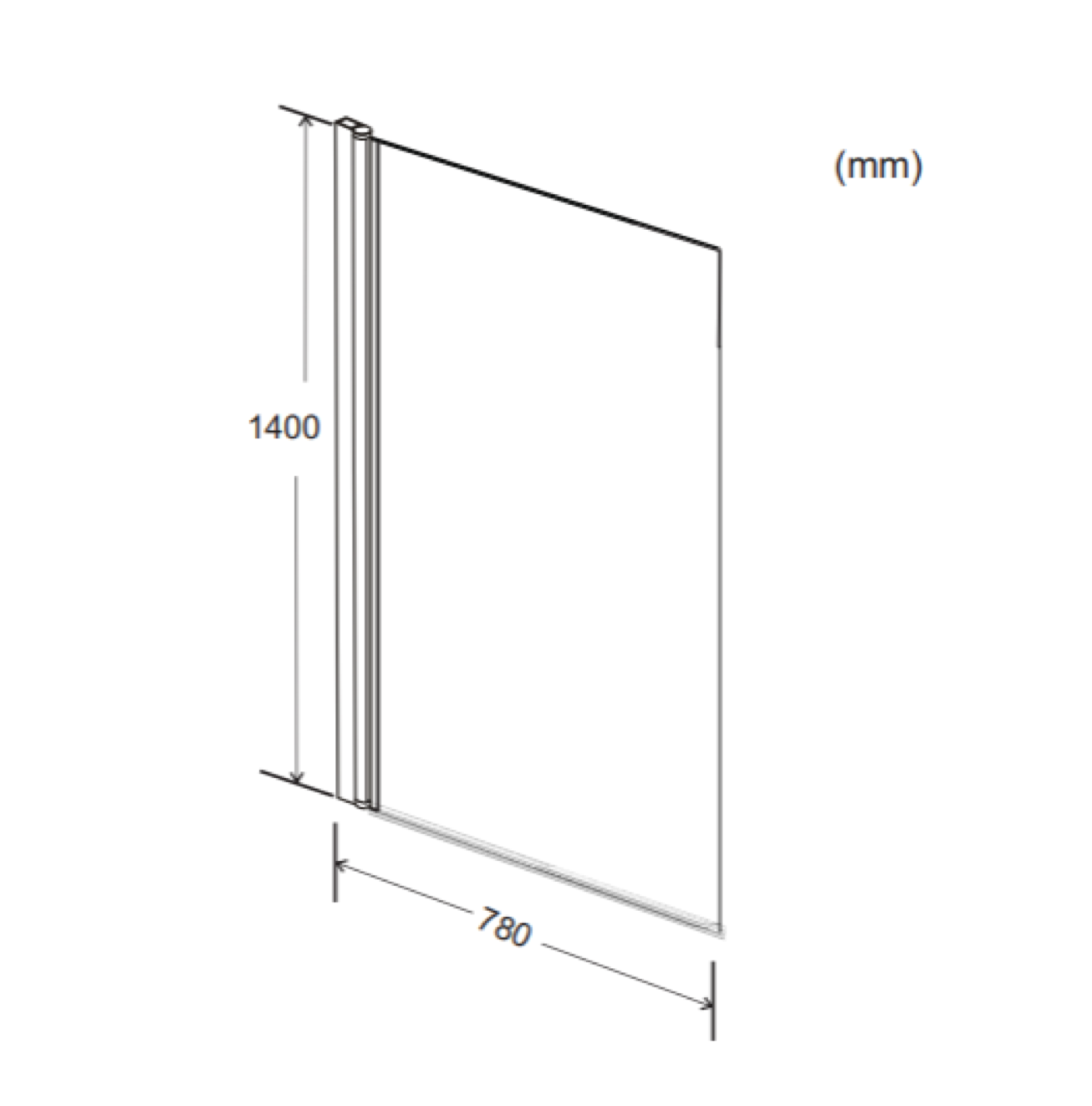 OTTONE BRASS STRAIGHT SQUARE EDGE 6MM 1400MM BATH SCREEN BRASS-SSS