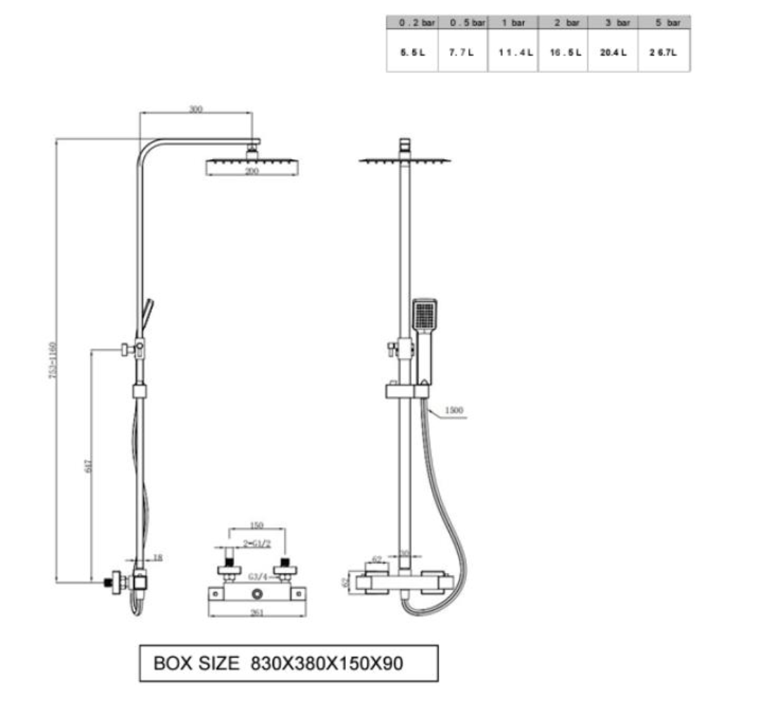 PURE THERMOSTATIC SHOWER WITH OVERHEAD DRENCHER AND SLIDING HANDSET KARTELL SHO030PR