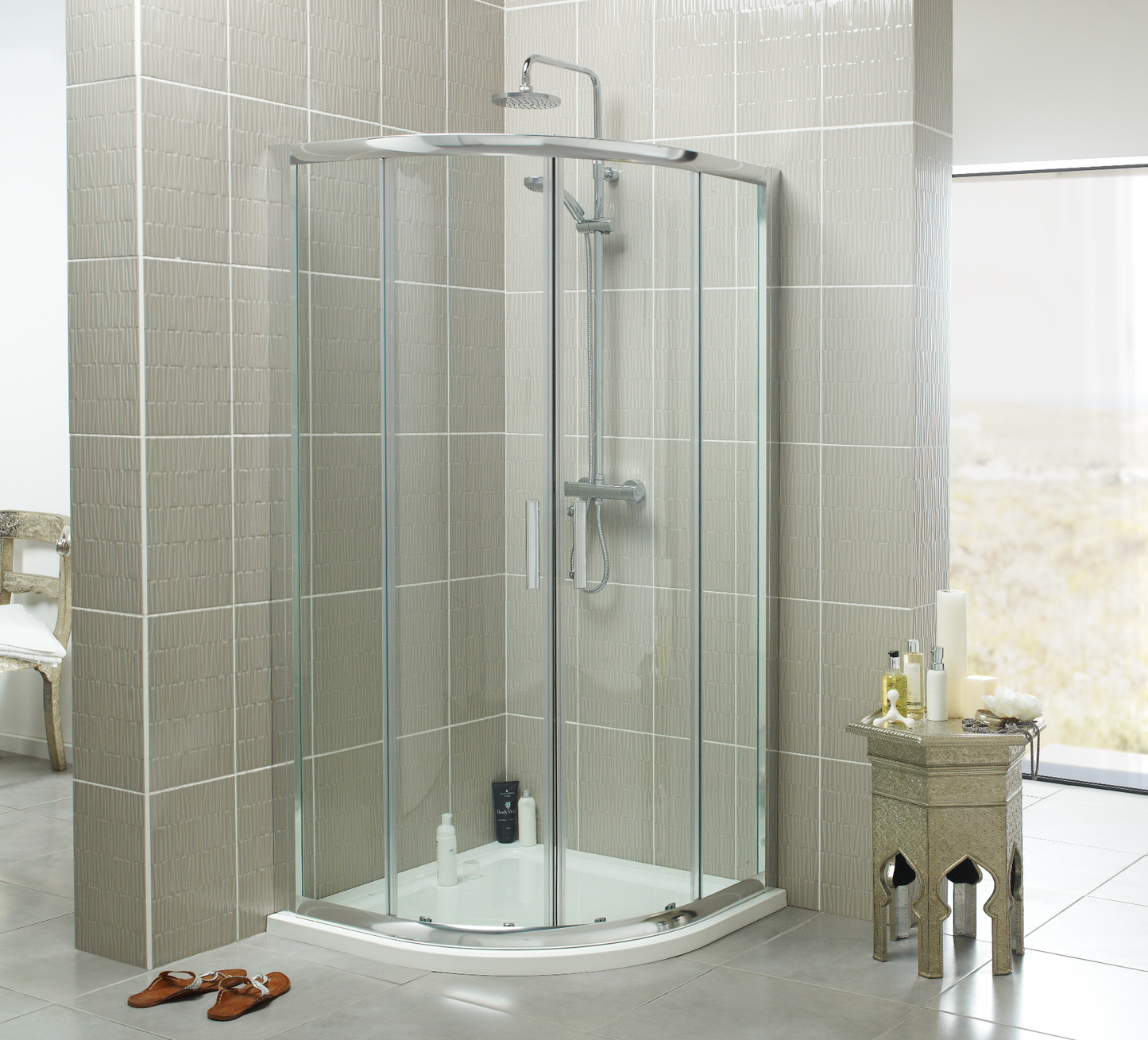 KV6 CHROME DOUBLE DOOR QUADRANT ENCLOSURE 6MM KARTELL