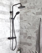 NERO ROUND THERMOSTATIC BAR SHOWER WITH OVERHEAD DRENCHER AND SLIDING HANDSET KARTELL SHO052NR