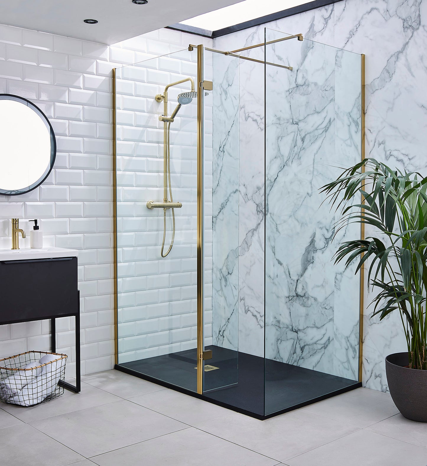 OTTONE WET ROOM SCREEN BRUSHED BRASS KARTELL