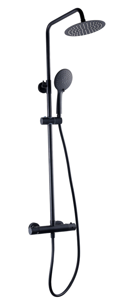 NERO ROUND THERMOSTATIC BAR SHOWER WITH OVERHEAD DRENCHER AND SLIDING HANDSET KARTELL SHO052NR