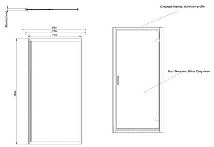 KV8 CHROME HINGED DOOR ENCLOSURE 8MM KARTELL