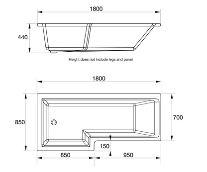 ELITE L SHAPED SHOWER BATH