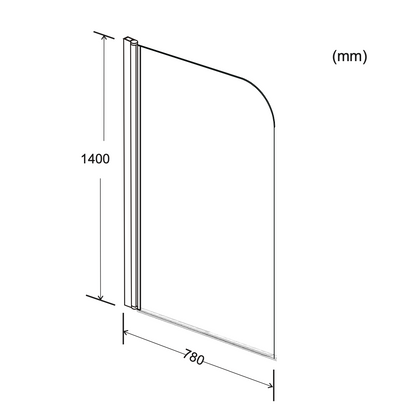 NERO STRAIGHT RADIUS EDGE 6MM 1400MM BATH SCREEN NER-SS